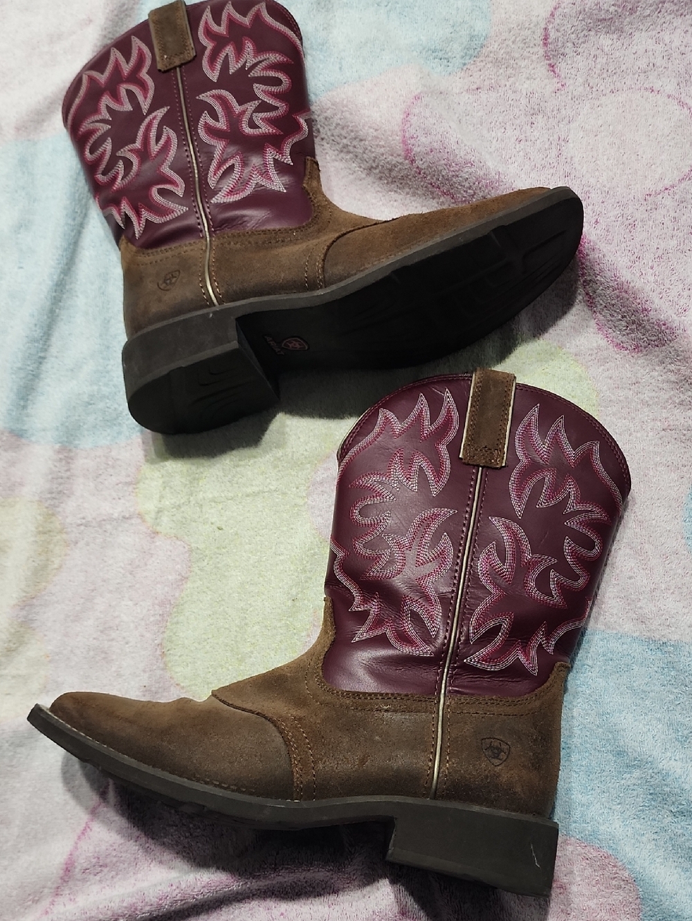 Ariat Womens Size 11 Delilah Brown Leather Western Square Toe Boots
